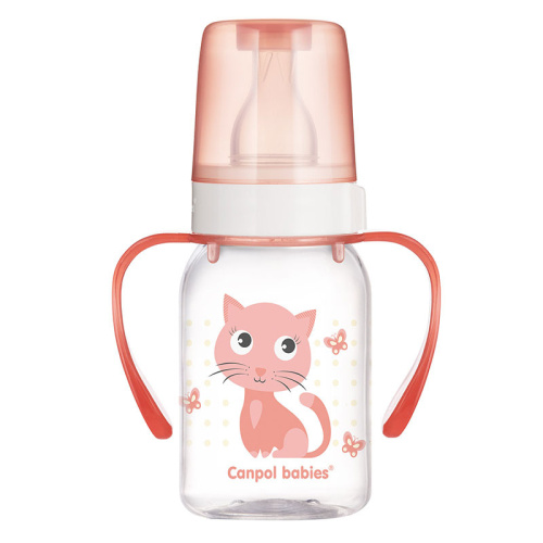 Canpol babies butelka wąska 120ml CUTE ANIMALS z uchwytem